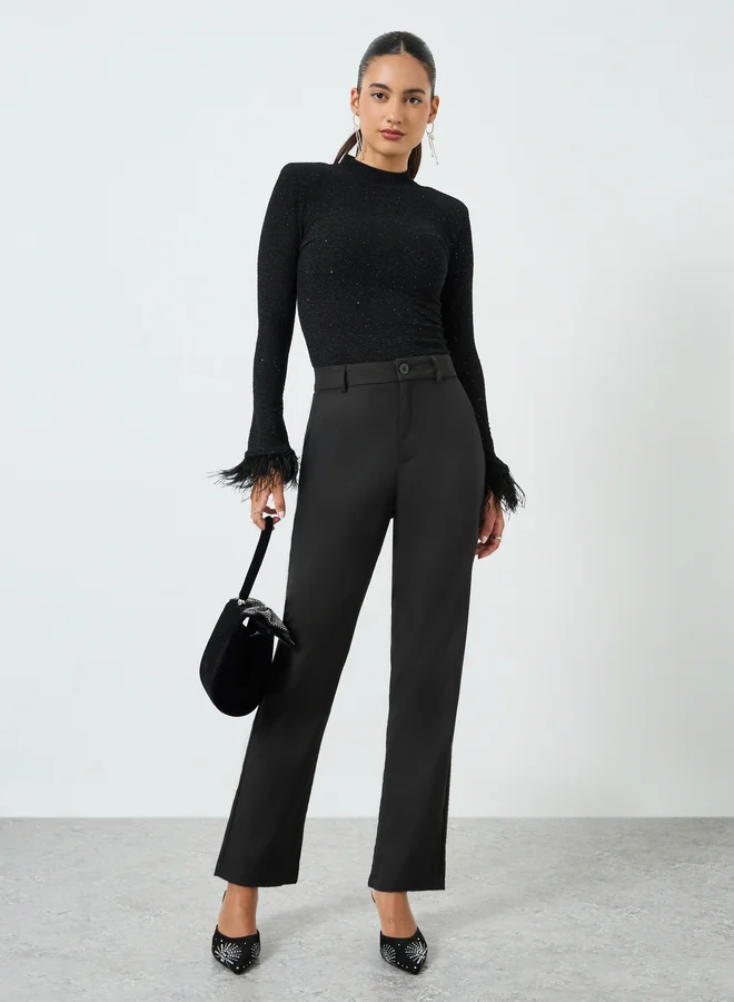 Take Two Black Mid-Rise Tapered Fit Pants