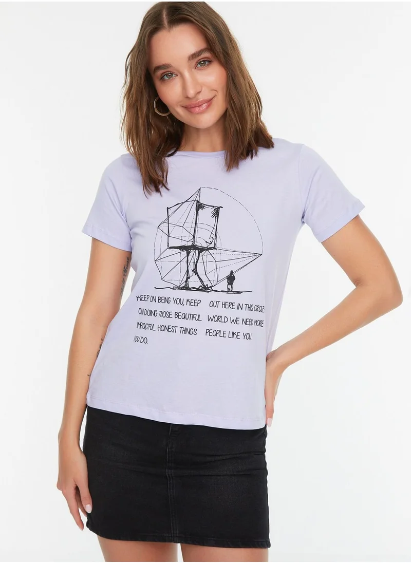 trendyol Round Neck Graphic T-Shirt