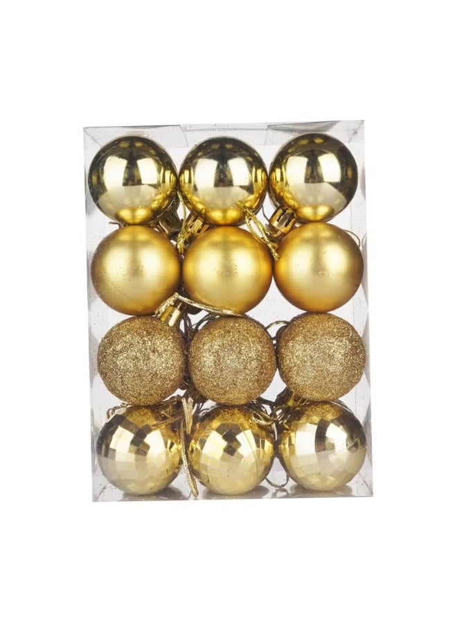 بروماس طقم كرات زينة ذهبية 12 قطعة - Image 1