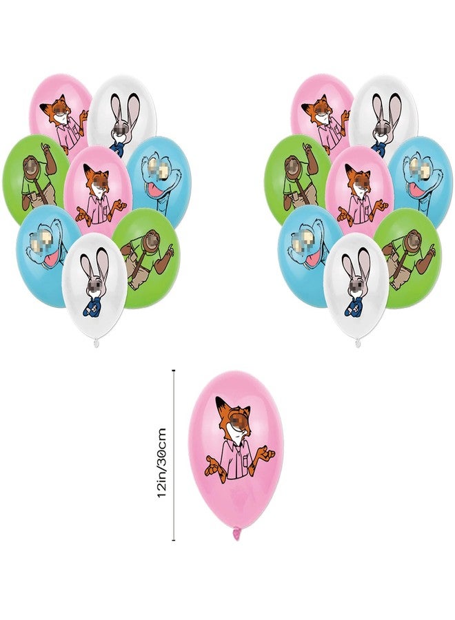 HighMount 44Pcs Zoot 2 Birthday Party Decorations Set - Jud Hopps Nic Wilde Anime Cute Cartoon Animal City Include Balloons, Banner, Cake Topper & Cupcake Toppers for Fans Lover Girls Boy - Image 3