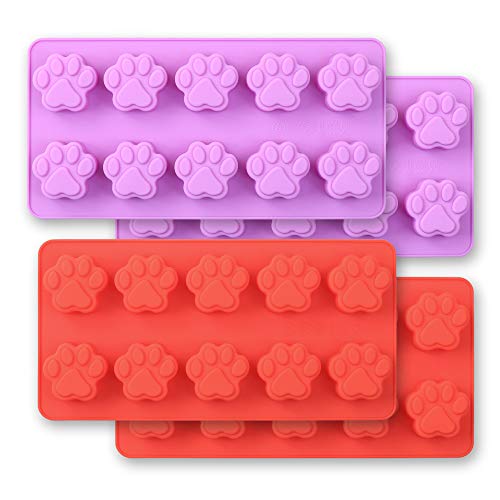 Cozihom Dog Paw Shaped Silicone Molds, 10 Cavity, Food Grade, for Chocolate, Candy, Cake, Pudding, Jelly. 4 Pcs - Image 1