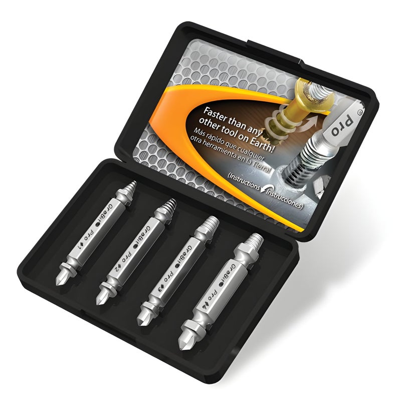 طقم مكون من 4 قطع من Alden 8440P Grabit Pro للمسمار المكسور والمسمار التالف