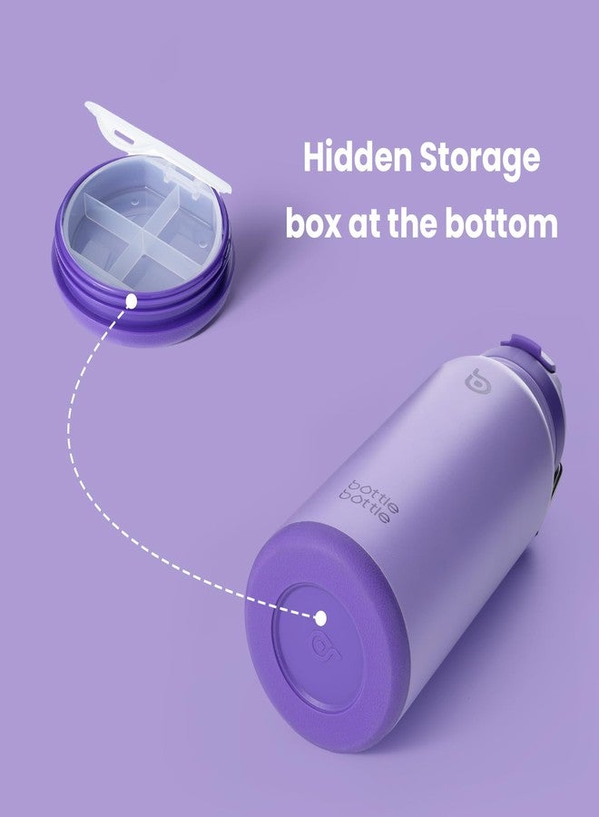 bottle bottle bottlebottle BOTTLE BOTTLE 32oz Insulated Water Bottle Stainless Steel Sport Water Bottle with Straw Dual-use Lid Design for Gym with Pill Box (purple), B2C01130B - Image 2