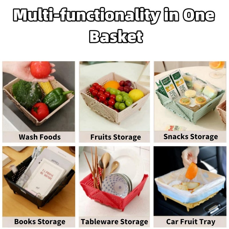 Limotex Collapsible Strainers and Colanders for Kitchen Plastic Foldable Storage Basket SpaceSaving BPAFree Dishwasher Safe Sink Drainage Basket for Fruits Vegetables and Pasta - Image 2