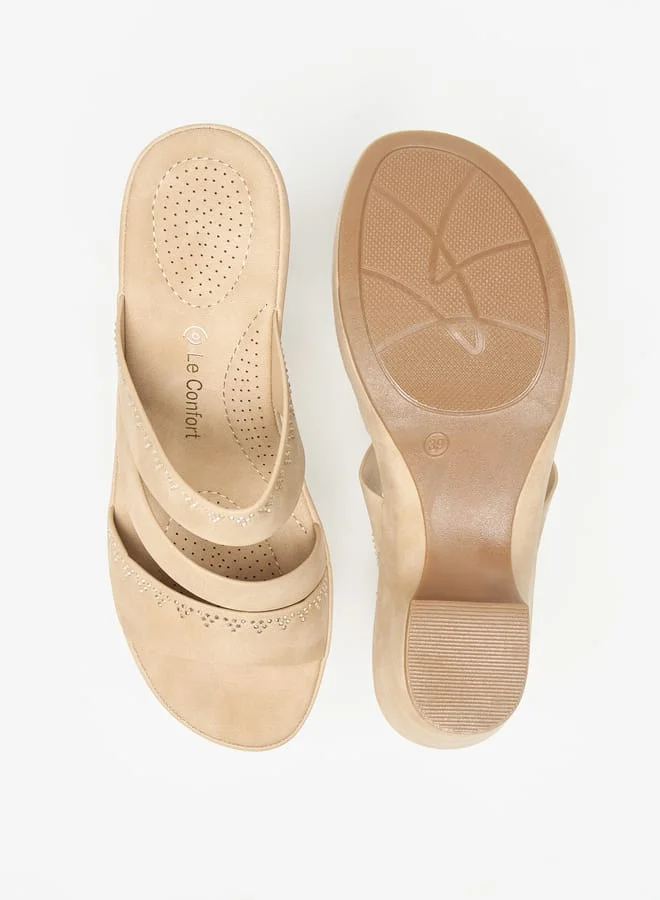 لو كونفورت Women Embellished Slip-On Sandals with Block Heels