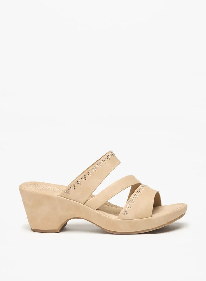لو كونفورت Women Embellished Slip-On Sandals with Block Heels