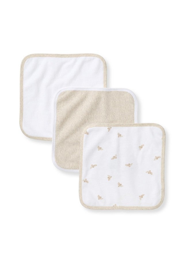 Burt's Bees Baby Infant Washcloths, 100% Organic Cotton, Soft and Super Absorbent Knit Terry & Woven Terry Wash Cloth - 3 Pack Set - Image 1