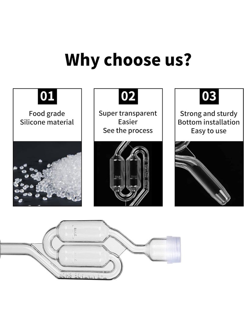 موثوقية التنبؤ مجموعة 3PACK من أقفال الهواء المزدوجة، أقفال الهواء على شكل حرف S للتخمير، أقفال الهواء للتخمير، أقفال الهواء لمجموعات التخمير للتخمير مع 3 سدادات - Image 5