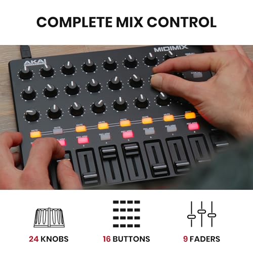 Akai Professional أكاي بروفيشينال MIDImix - جهاز تحكم MIDI USB مع فaders قابلة للتخصيص وfader رئيسي، 24 مقبض و16 زر، خريطة 1 إلى 1 مع Ableton Live - Image 3