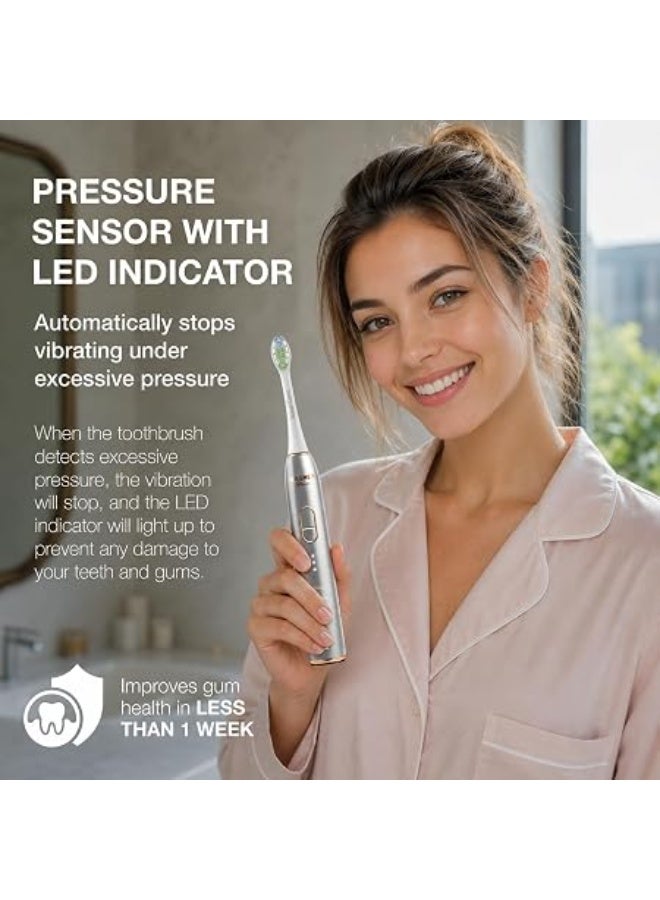 Wagner Stern IntelliBrush Series Whitening Electric Toothbrush with Pressure Sensor, 4 Brushing Modes, 3 Intensities, 8 Soft Brush Heads, and Luxury Travel Case - Image 2