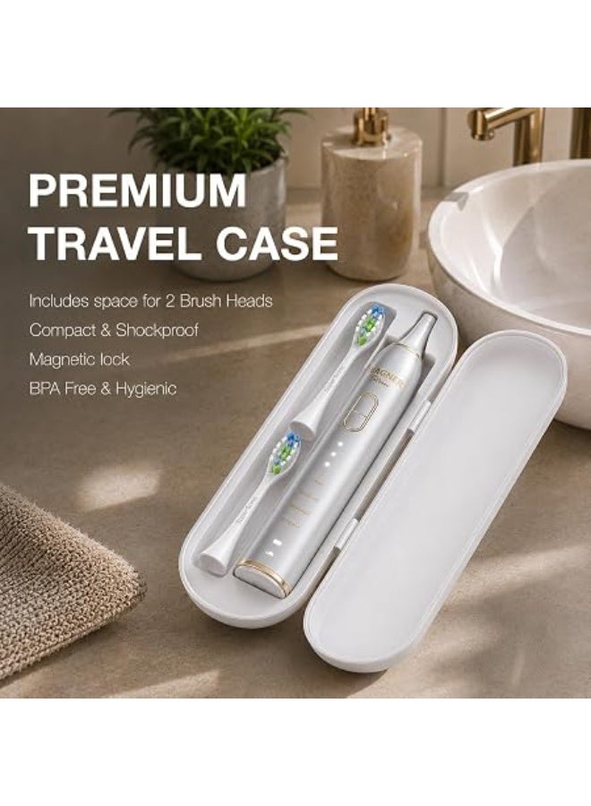 Wagner Stern IntelliBrush Series Whitening Electric Toothbrush with Pressure Sensor, 4 Brushing Modes, 3 Intensities, 8 Soft Brush Heads, and Luxury Travel Case - Image 4