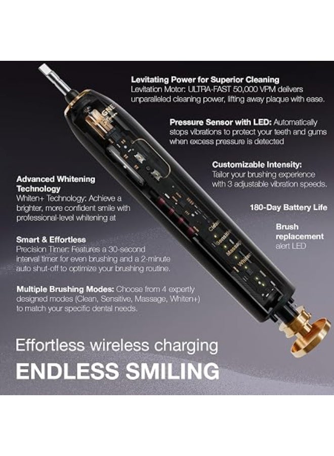 Wagner Stern IntelliBrush Series Whitening Electric Toothbrush with Pressure Sensor, 4 Brushing Modes, 3 Intensities, 8 Soft Brush Heads, and Luxury Travel Case - Image 3