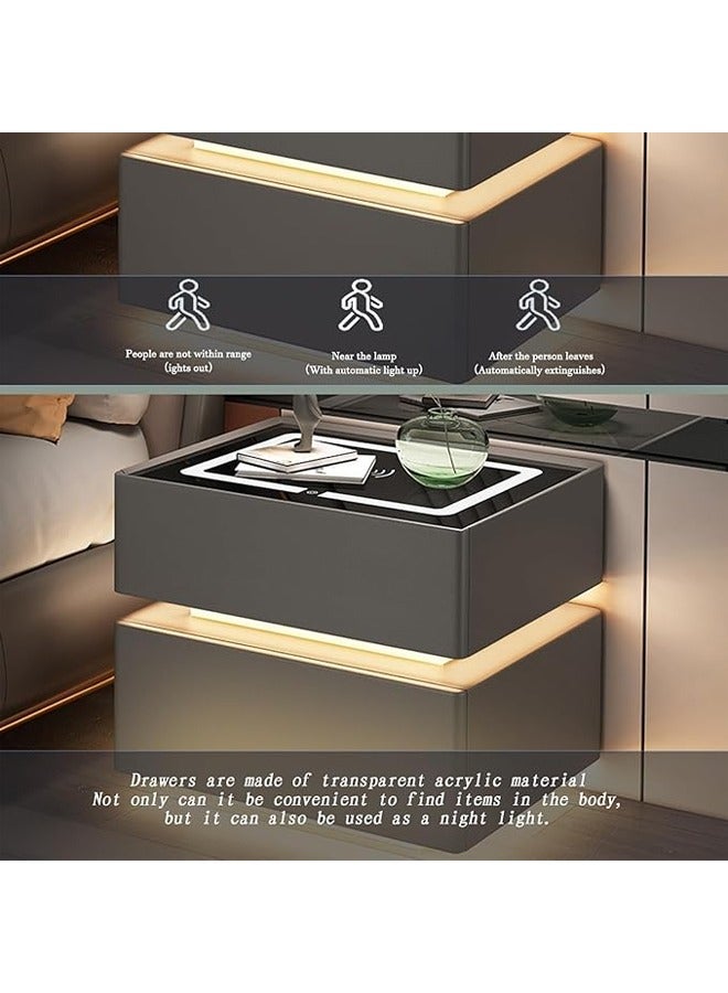 إن كي أكس طاولة جانبية بجانب السرير مع مرآة LED وإضاءة مستشعر وشحن لاسلكي ومكبر صوت BT مقاس 50 سم - Image 3