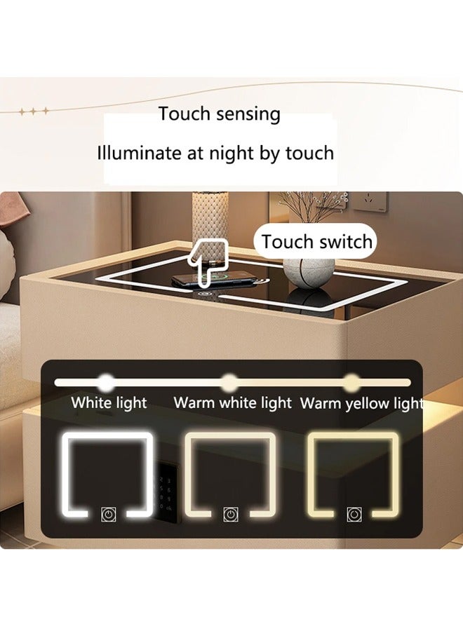 إن كي أكس طاولة جانبية بجانب السرير مع مرآة LED وإضاءة مستشعر وشحن لاسلكي ومكبر صوت BT مقاس 50 سم - Image 5