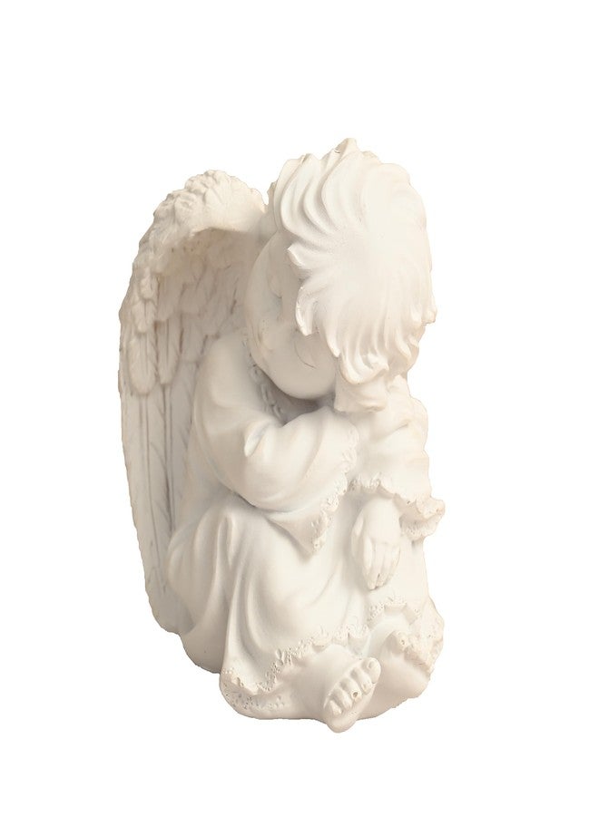 KariGhar Resin Small White Sitting Angel Statue Catholic Idol for Home | Prayer Room | Bed Room | Shelf | Mantel | Gifting and Decoration, White, 4.7 Inches - Image 3