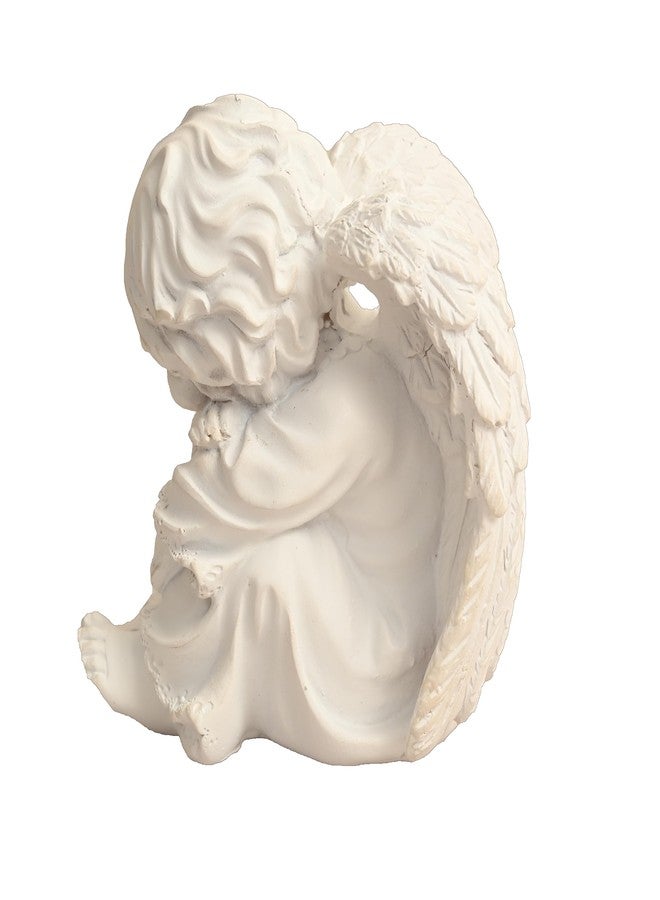 KariGhar Resin Small White Sitting Angel Statue Catholic Idol for Home | Prayer Room | Bed Room | Shelf | Mantel | Gifting and Decoration, White, 4.7 Inches - Image 5