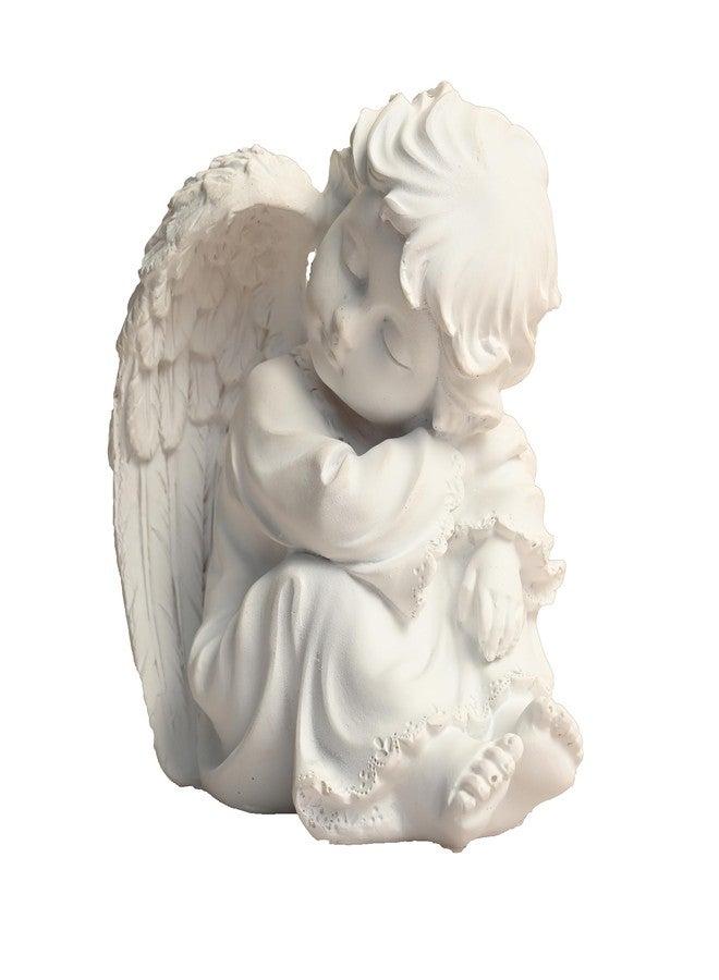 KariGhar Resin Small White Sitting Angel Statue Catholic Idol for Home | Prayer Room | Bed Room | Shelf | Mantel | Gifting and Decoration, White, 4.7 Inches - Image 4