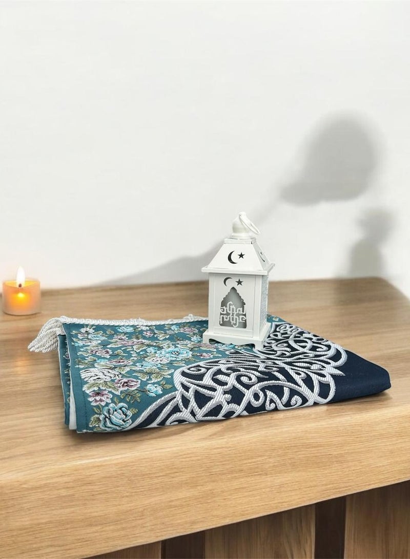 Sajadati Premium Ramadan Gift Set – Luxury Black Turkish Prayer Mat (120x60 cm) & Elegant Ramadan Lantern with Lights – Islamic Gift for Ramadan, Eid, Muslim Prayer Rug, Home & Spiritual Décor - Image 2