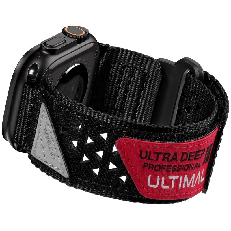 ULTIMAL Band Compatible with Apple Watch 49mm 45mm44mm42mm 41mm40mm38mm Tough Breathable Nylon Sports Strap Hollow Out Design for iWatch Series 87654SE321Ultra 38mm40mm41mm Black - Image 2