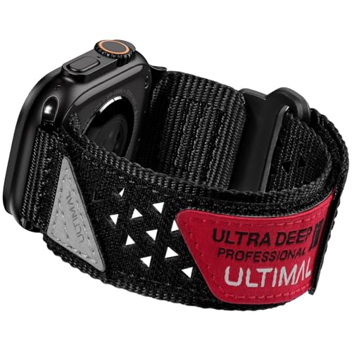 ULTIMAL Band Compatible with Apple Watch 49mm 45mm44mm42mm 41mm40mm38mm Tough Breathable Nylon Sports Strap Hollow Out Design for iWatch Series 87654SE321Ultra 38mm40mm41mm Black - Image 1