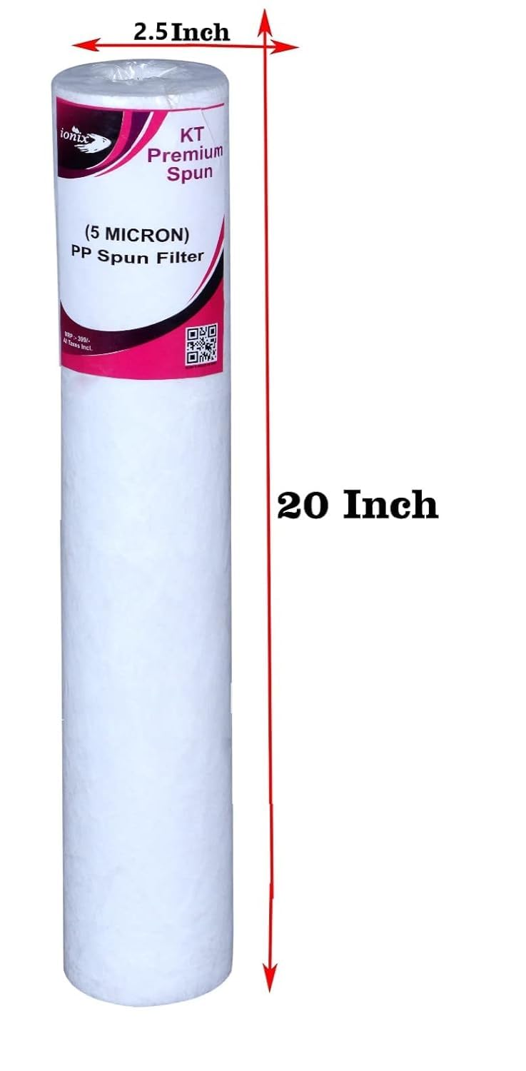 IONIX 4 Pieces Heavy Dotted 20 x 25 PP Spun Filter Cartridge 5 Micron Spun Filter 20 inch Slim Size for pre Filters Commercial siz pp Spun Pack of 4 - Image 3