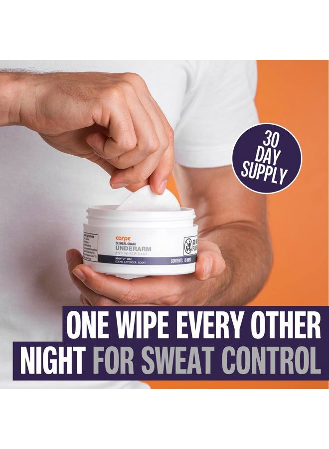 Carpe Clinical Grade Underarm Wipes - New, Unrivaled Antiperspirant Wipes For Armpit Sweat Prevention. Combat Sweat, Block Excessive Sweating, & Help Control Hyperhidrosis.15 Anti Sweat Wipes. - Image 3