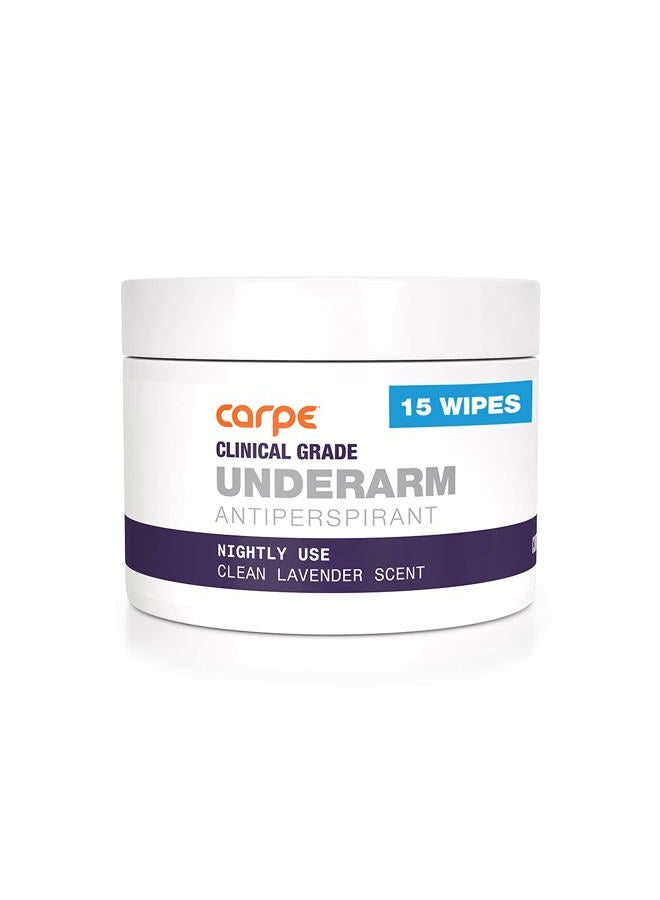 Carpe Clinical Grade Underarm Wipes - New, Unrivaled Antiperspirant Wipes For Armpit Sweat Prevention. Combat Sweat, Block Excessive Sweating, & Help Control Hyperhidrosis.15 Anti Sweat Wipes. - Image 1