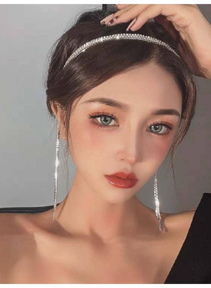 شي إن عصابة رأس مزينة بأحجار الراين للحفلات، عصابة شعر، عصابة رأس دائرية للشعر  - Image 2