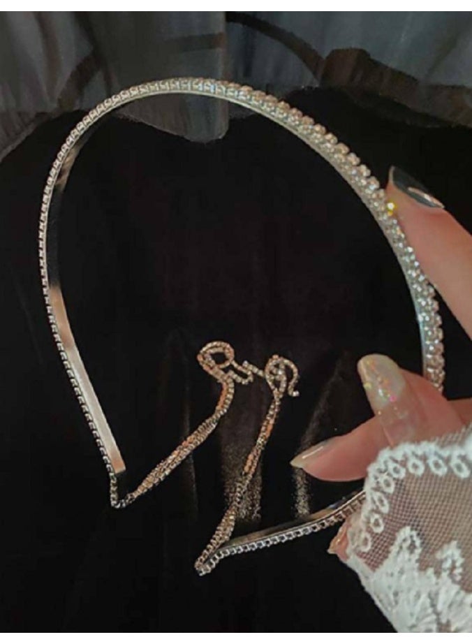 شي إن عصابة رأس مزينة بأحجار الراين للحفلات، عصابة شعر، عصابة رأس دائرية للشعر  - Image 4