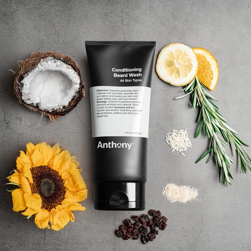 Anthony Conditioning Beard Wash, 6 Fl Oz, Contains Botanical and Rosemary Extracts, Black Currant and Coconut Oils, Cleanses, Hydrates, Softens, and Detangles Beard Hair - Image 3
