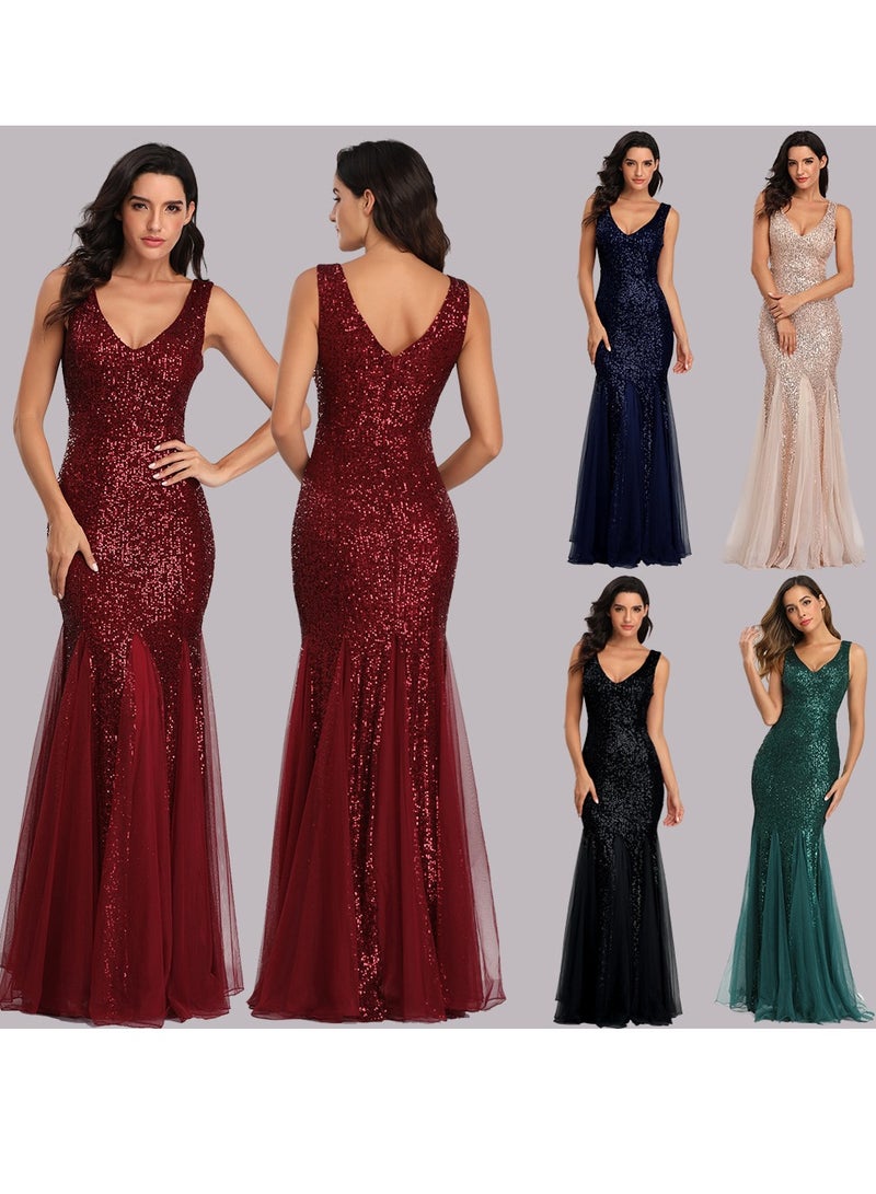KUYING New Sequin Patchwork Mesh Mermaid Evening Dress  - Image 2