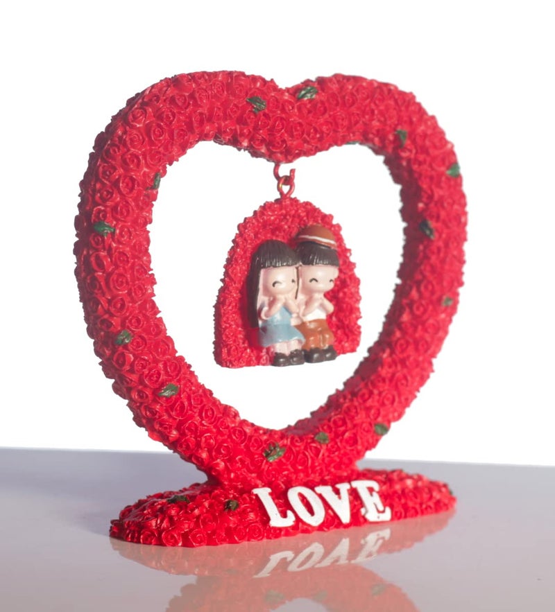 Lilone Cute Love Couple Statue Red Rose Anniversary and Valentine Gifts for Girlfriend Boyfriend (Red) - Image 3
