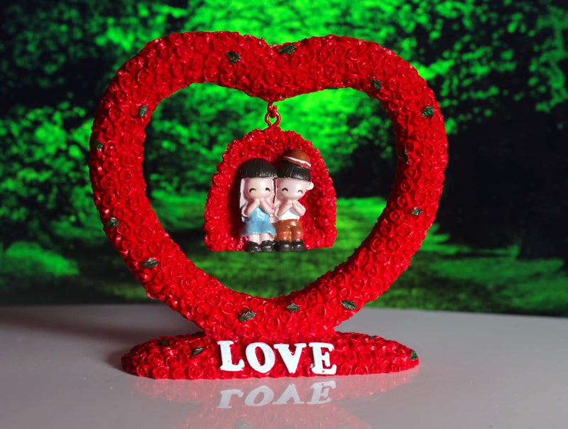 Lilone Cute Love Couple Statue Red Rose Anniversary and Valentine Gifts for Girlfriend Boyfriend (Red) - Image 2