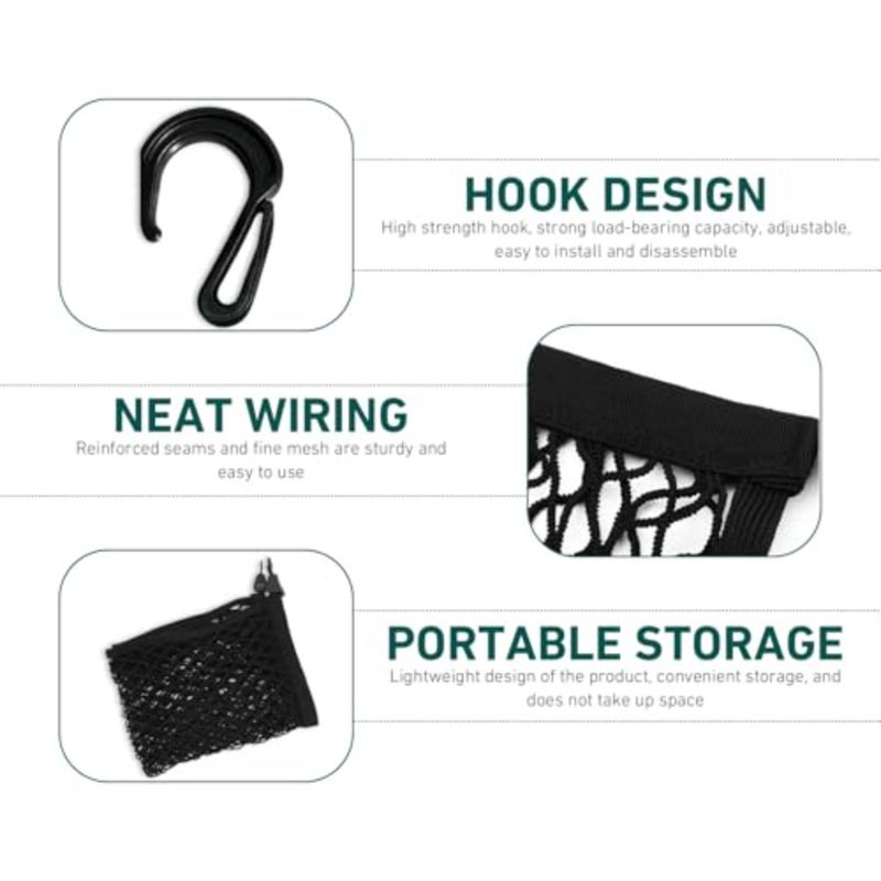 Cargo Net for SUV, Car Trunk Net, Highly Elastic Storage Mesh Nets with Hook, 31.1 x 23.6 Inches Stretch to 62.99 x 47.24 Inches Organizer, Universal for Most Cars, SUVs Black - Image 3