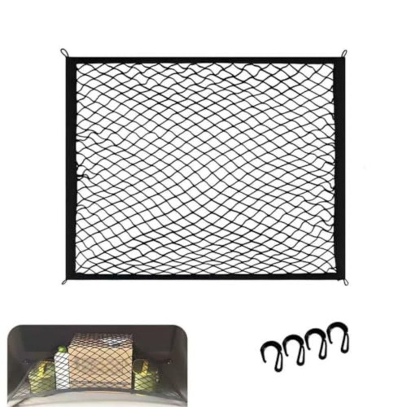 Cargo Net for SUV, Car Trunk Net, Highly Elastic Storage Mesh Nets with Hook, 31.1 x 23.6 Inches Stretch to 62.99 x 47.24 Inches Organizer, Universal for Most Cars, SUVs Black - Image 1