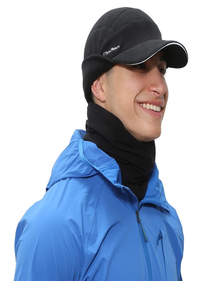 TrailHeads Men's Gift Set - Fleece Ball Cap with Drop Down Ear Warmer and Microfleece Neck Warmer/Gaiter - Black - Image 4