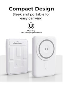 glassology 10000mAh 20W 2-in-1 Magsafe Wireless Fast Magnetic Power Bank Charger with Foldable Stand, Phone And Watch Charging, Portable Type-C for iPhone 12/13/14/15 Pro Max, Samsung S23/S22/S21, Android White  - Image 3