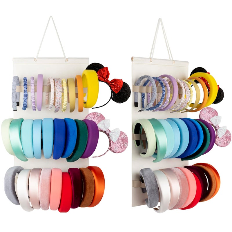 JOYMOMO Hanging Headband Holder For Girls,Felt Headband Organizer Headband Storage Holder Organizer For Headband (Without Headbands) (Cream) - Image 1