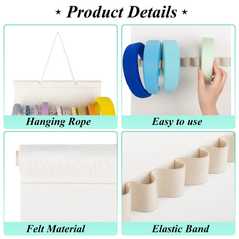 JOYMOMO Hanging Headband Holder For Girls,Felt Headband Organizer Headband Storage Holder Organizer For Headband (Without Headbands) (Cream) - Image 4