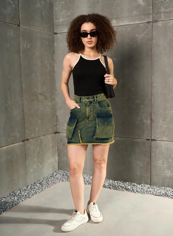 ساسافراس Sassafras Black Ribbed Contrast Piping Strappy Top