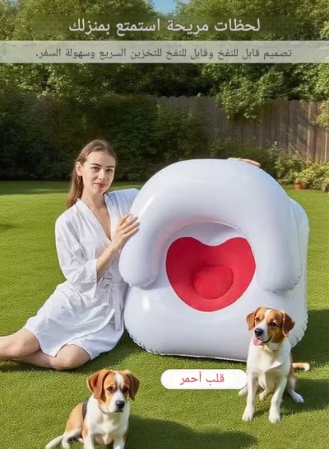 أريكة كسولة قابلة للنفخ جديدة قابلة للنفخ تتدفق بالحب على شكل قلب أريكة نمذجة أريكة غرفة المعيشة أريكة كرسي أريكة واحدة ترفيهية في الهواء الطلق مع منفاخ - Image 1