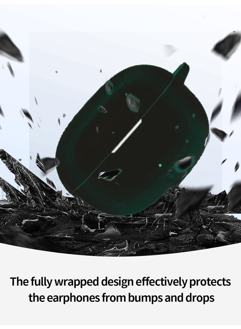 Case for Realme Buds T200 Lite Active Noise Cancelling Earbuds,Premium Silicone Shockproof Protection Skin Touch Charging Port Accessible, Front LED Visible-Black. - Image 2