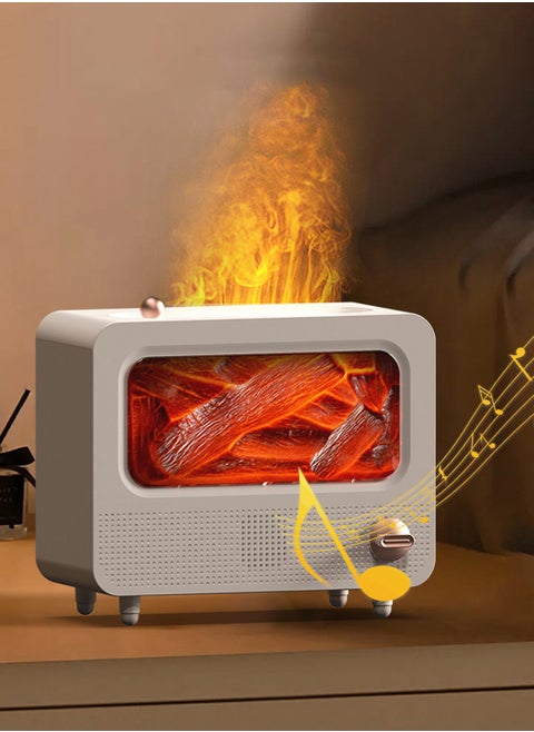 SIRKOLR Simulation Flames Air Humidifier White Noise Bluetooth Speaker Retro Style Simulated Fireplace Multifunctional Humidifier Suitable for Any Room