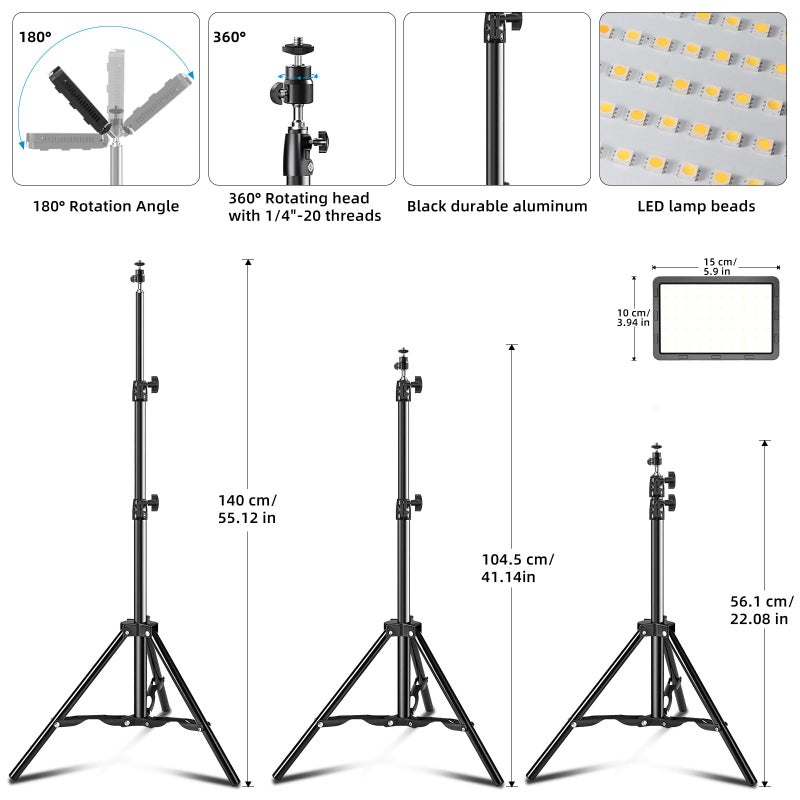 Hagibis LED Video Light Kit 2Pcs, Hagibis Studio Lights 18 Color Filters for Photography Lighting with Adjustable Tripod Stand Streaming Lights for Photo Camera Recording Computer Zoom Stream TikTok YouTube - Image 3