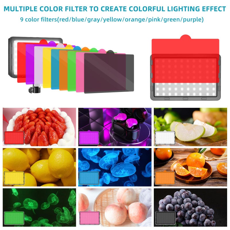 Hagibis LED Video Light Kit 2Pcs, Hagibis Studio Lights 18 Color Filters for Photography Lighting with Adjustable Tripod Stand Streaming Lights for Photo Camera Recording Computer Zoom Stream TikTok YouTube - Image 2