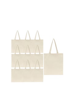 Canvas Tote Bags Bulk, 6oz 100% Natural Cotton Plain Tote Bags to Decorate (10 Pack)