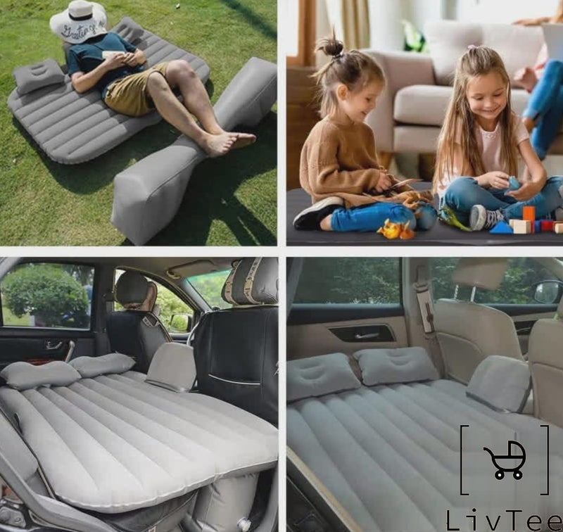 LivTee Premium Car Inflatable Bed with Pump & 2 Air Pillow|Quick Inflatable Back Seat Bed|Car Inflatable Mattress|Car Bed Mattress|Car Bed for Kids (A-Grey) - Image 5