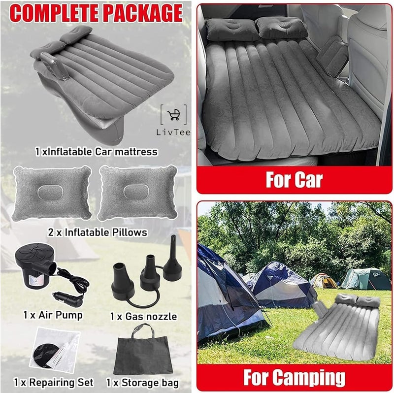 LivTee Premium Car Inflatable Bed with Pump & 2 Air Pillow|Quick Inflatable Back Seat Bed|Car Inflatable Mattress|Car Bed Mattress|Car Bed for Kids (A-Grey) - Image 3