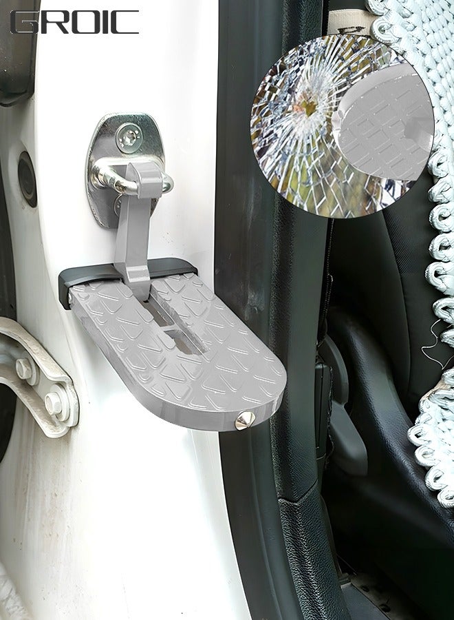 GROIC Car Door Step, Door Step Stand Pedal with Safety Hammer Window Breaking Function, Universal Fit Car Stand Pedal Easy Roof Rack Access, Step Up on Door Latch - Image 1
