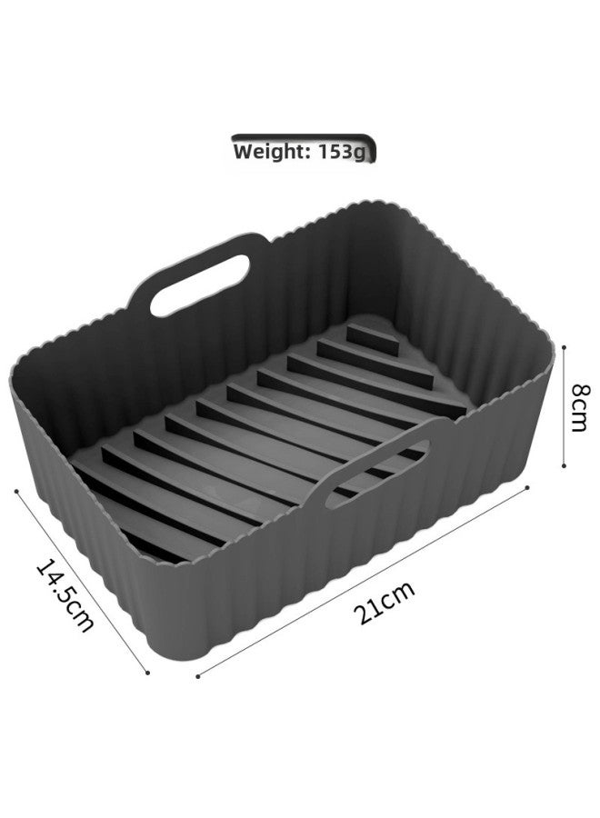 Bestseller Large Silicone Air Fryer Tray Baking Pan Tray Silicone Pot Air Fryer Accessories Coated-Specifications:Rectangular Baking Pan 4 Generation Black - Image 1